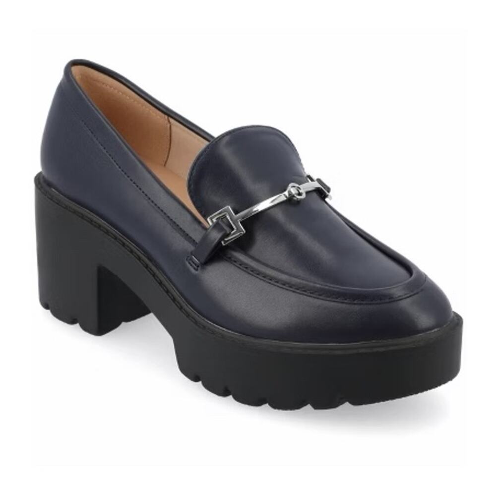 Journee Collection Kezziah Platform Lug Loafer Pump size 7.5 Navy